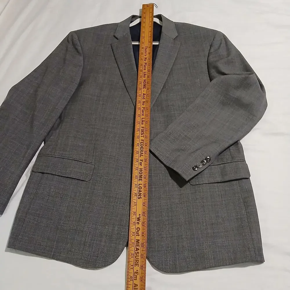 Jos.A.Bank Brrr Comfort blazer 48L Slate Grey Wool Tailored-Fit Plaid Classic